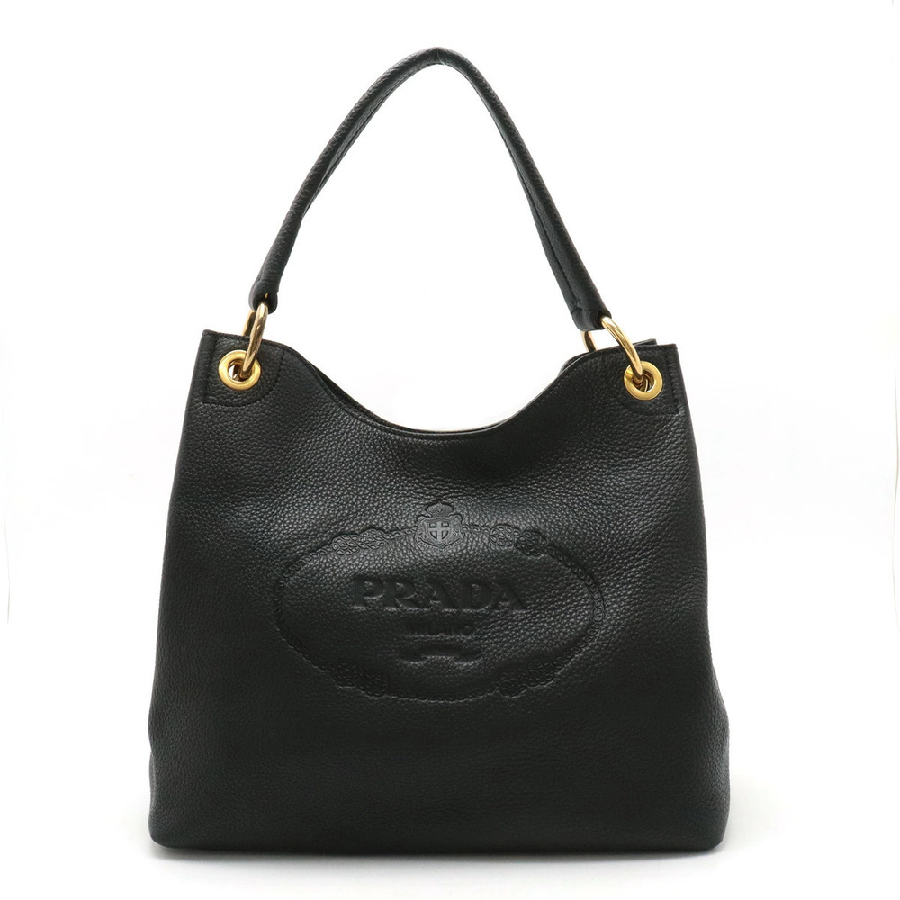 Prada Shoulder Bag Hobo Leather NERO Black